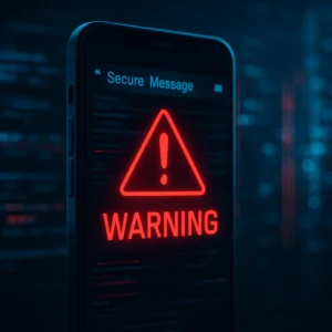 Smartphone com alerta de falha no app de mensagens seguras TeleMessage SGNL
