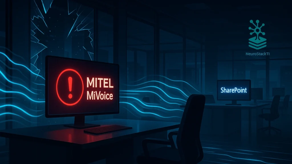Alerta de falha crítica no Mitel MiVoice e vulnerabilidade no SharePoint em cenário corporativo
