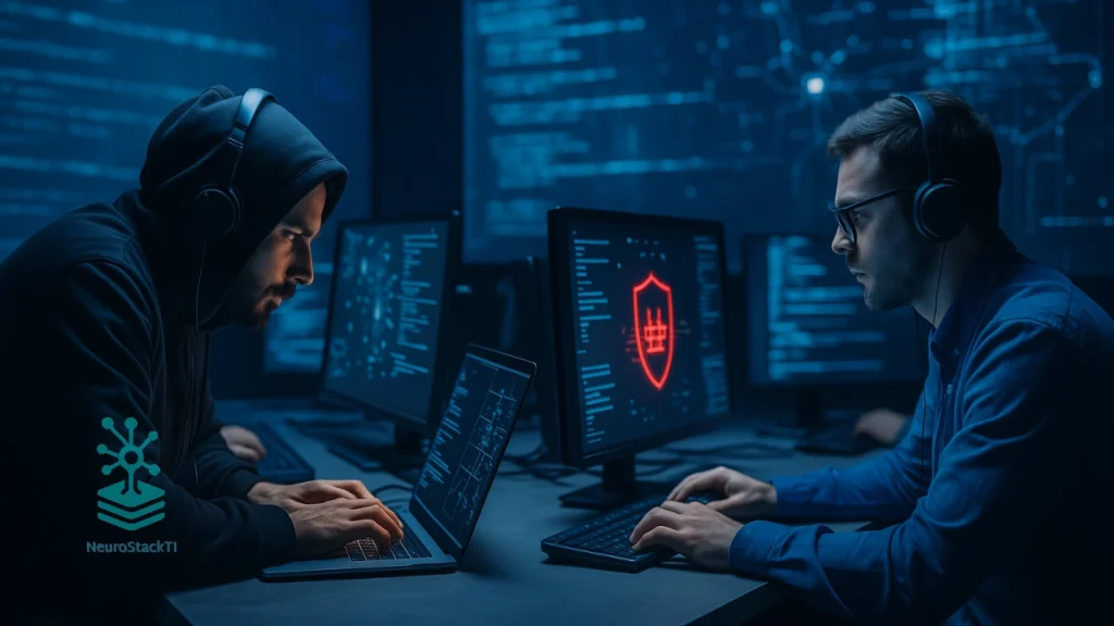 Equipe Red Team atacando enquanto Blue Team defende