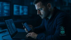 Analista forense digital analisando evidências